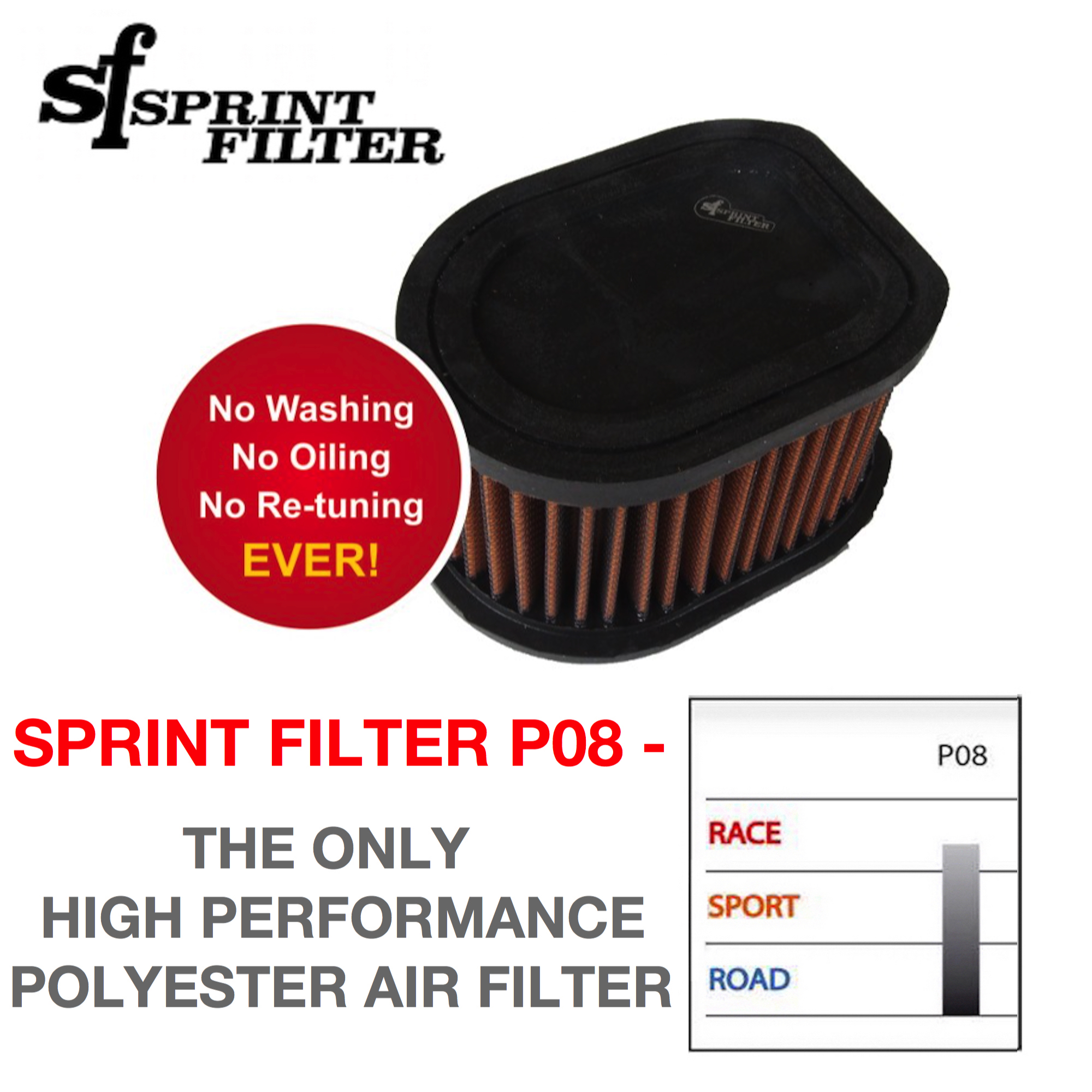 Filters SprintFilter P08 air filter for Kawasaki Z750 2004>2012