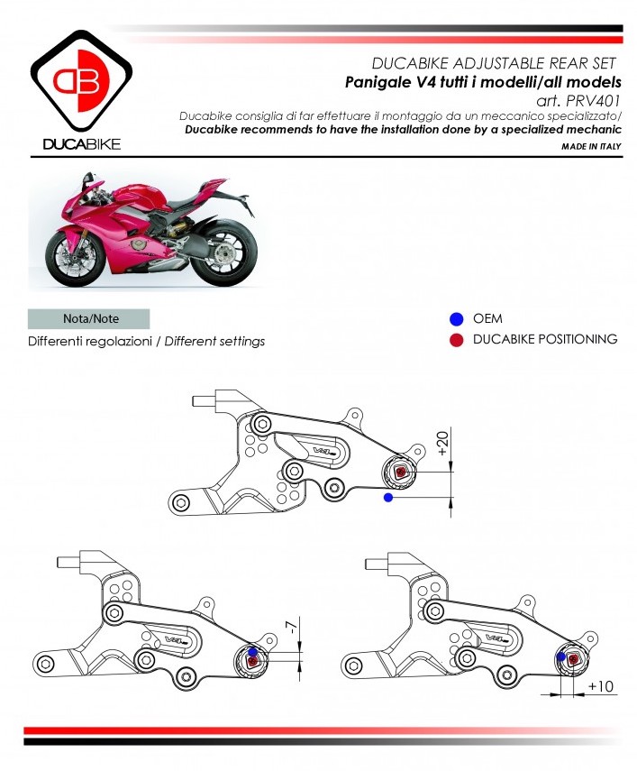 Ducabike Ducati Panigale V4 CNC SBK Adjustable Rearsets