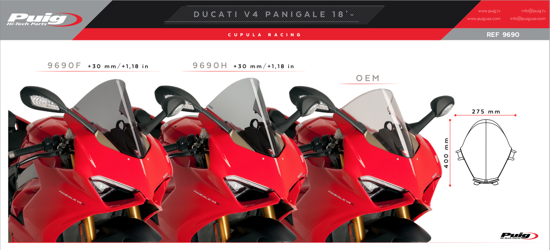 Puig Ducati Panigale V4 2018-19 V2 2020+ Racing Screen