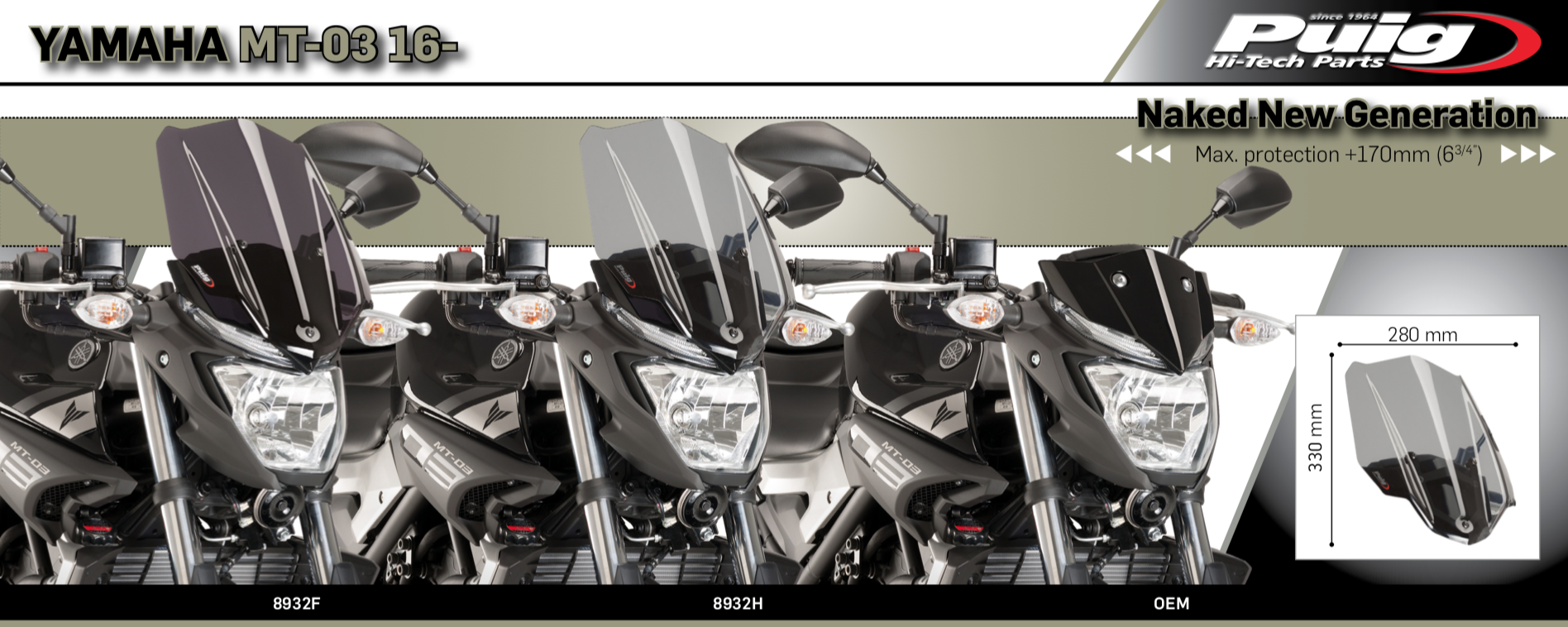 Puig Yamaha MT-03 Touring Screen Windscreen 2016-19