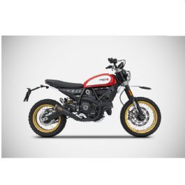 Zard Exhaust Ducati Scrambler 800 Zuma Stainless Slip-On With Black End Cap and Logo Plate 2017-2019