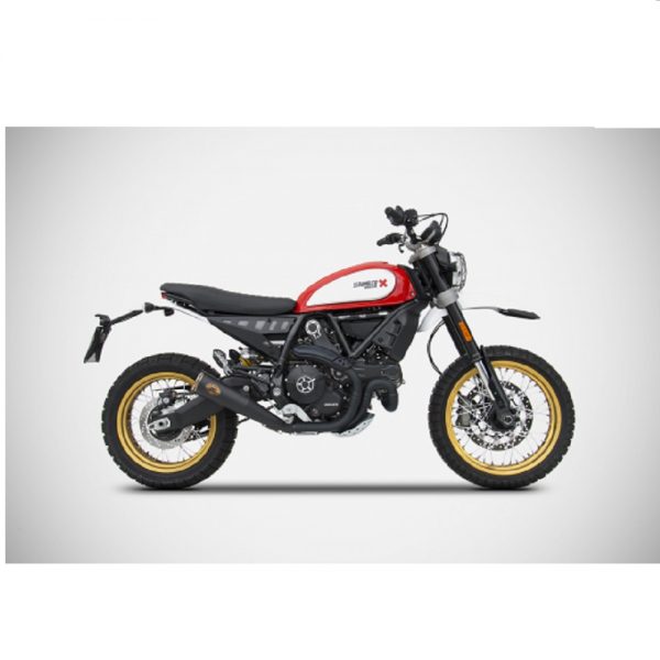 Zard Exhaust Ducati Scrambler 800 Zuma Stainless Slip-On Euro 4 With Black End Cap and Logo Plate 2017-2019