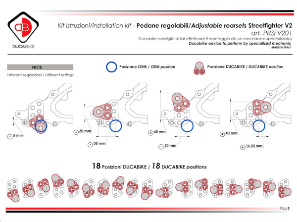 Ducabike Ducati Streetfighter V2 Adjustable Rearsets