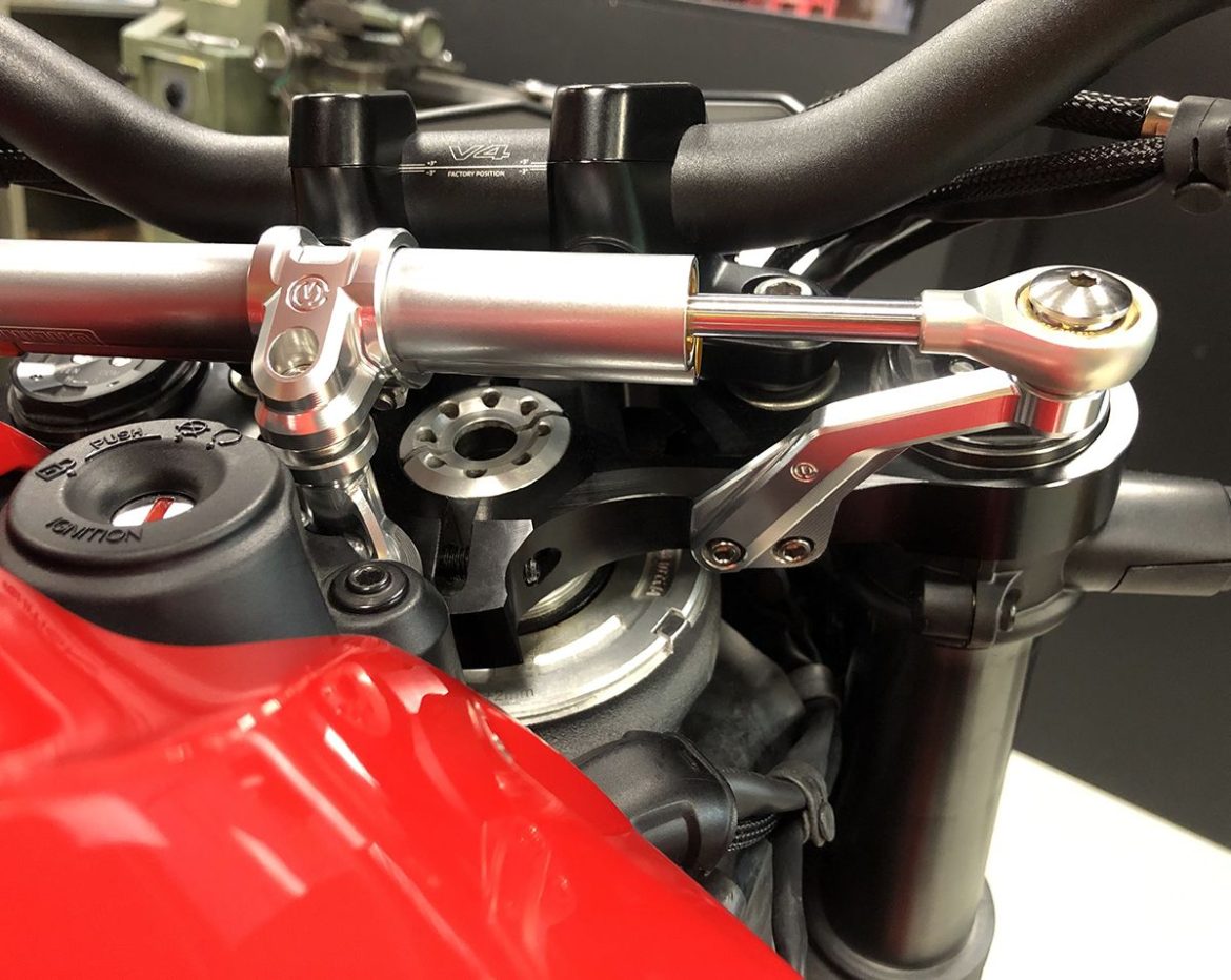 MotoCorse Ducati Streetfighter V4 Steering Damper Bracket Kit + Ohlins ...