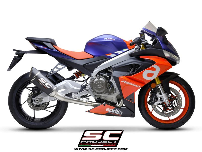 SC Project Exhaust Aprilia RS660 "Trofeo" 2-1 Titanium Full System Carbon SC1-R Silencer