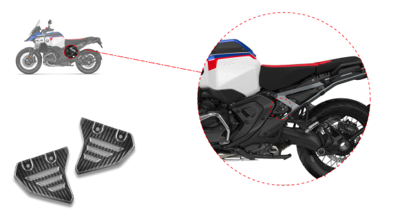 DBK BMW R1300GS Adventure Carbon Fibre Frame Infill Panels - Gloss